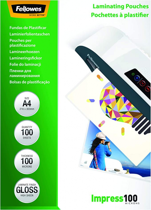 Fellowes 53511 - Pachet de 100 de coperți din plastic, format A4 (216 x 303 mm) [3]