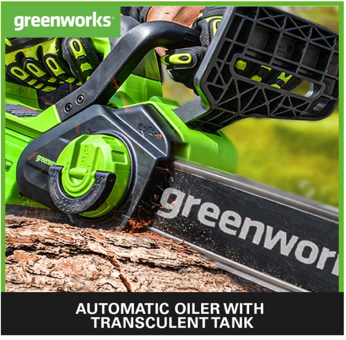 Ferăstrău fără fir Greenworks G40CS30IIK2 cu baterie, lungime bară 30 cm, baterie și încărcător 40 V 2 Ah [2]