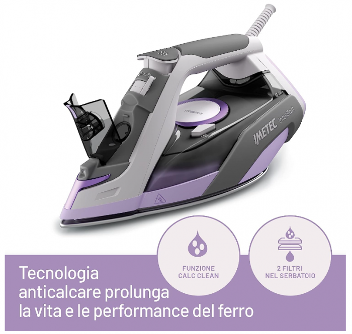 Fier de călcat cu aburi Imetec Intellifast, Tehnologia Intelli System, Talpă Ceramic Diamond, anti-calcar, 2400 W [6]