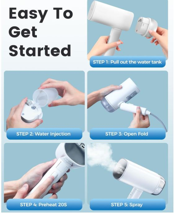 Fier de călcat vertical cu aburi Mioduro, pliabil, 30 g/min, 2000 W, alb [8]