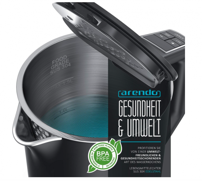 Fierbator electric Arendo din otel inoxidabil, 40-100 grade, 1.5 L [7]