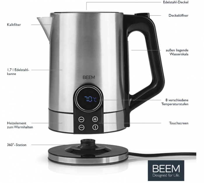 Fierbator electric BEEM TEA-SWITCH 2200W, ceainic 1.7L, 40-100°C [3]