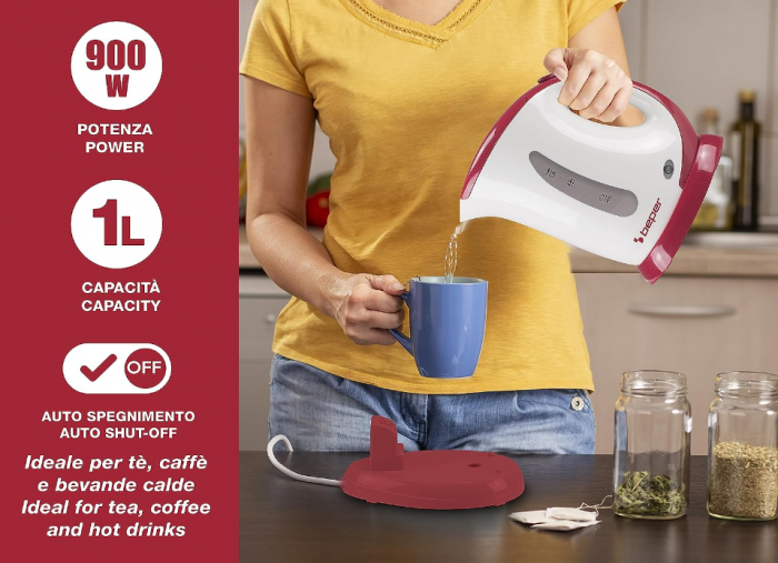 Fierbător electric BEPER BB.050, 1100 W, 1 litru, plastic [2]