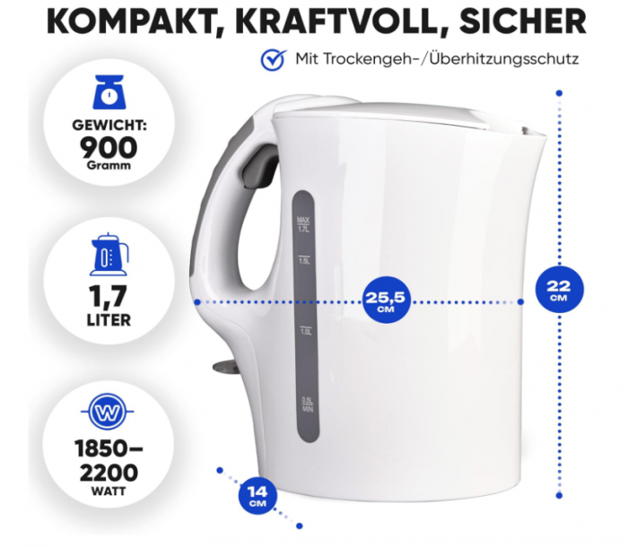 Fierbător electric Clatronic WK 3445, 1.7 L, alb [7]