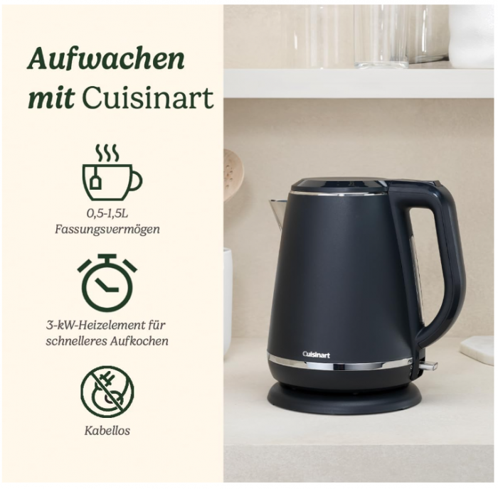 Fierbător electric Cuisinart CJK780E 1,5 L, 3000 W, gri [6]