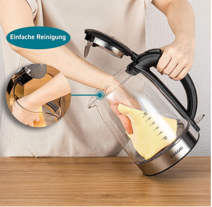 Fierbător electric din sticlă COSORI, 1.7L, 2200W, oțel inoxidabil, fără BPA [7]