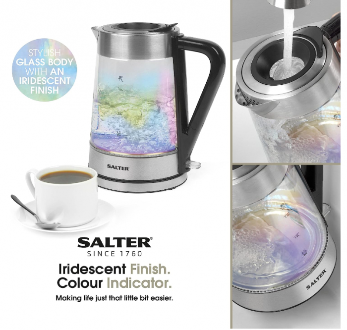 Fierbător electric din sticlă Salter EK5078IR, 1.7L, filtru de calcar, 2200W [4]