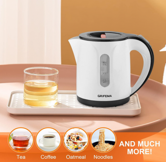 Fierbător electric GRIFEMA 0.8L, 1100W, ceainic de calatorie, fără BPA, alb [8]