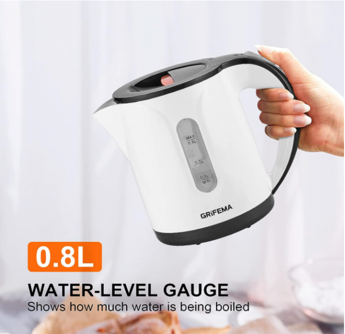 Fierbător electric GRIFEMA 0.8L, 1100W, ceainic de calatorie, fără BPA, alb [6]