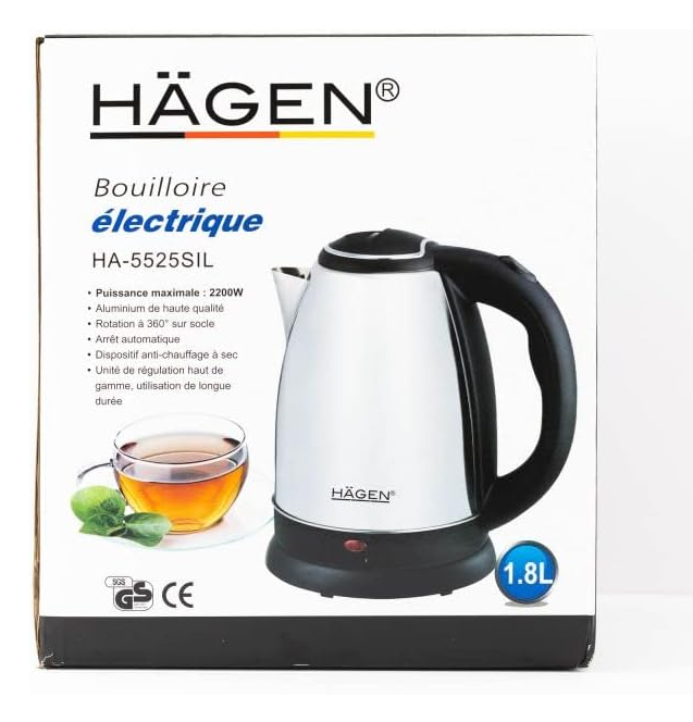 Fierbător electric Hagen, 1.8L, oțel inoxidabil, fără fir, HA5525-SIL [6]