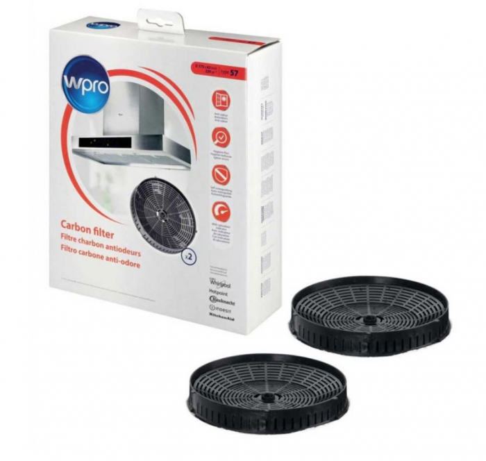Set 2 filtre de carbon pentru hota, 175 x 42 mm, Model 57, 220g, WPRO 484000008824 [1]