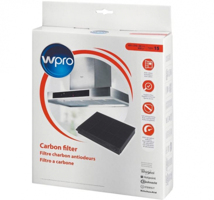 Filtru carbon hota, Model 15, 22.5 x 21 x 3 cm, 650 g, WPRO 484000008575 [2]