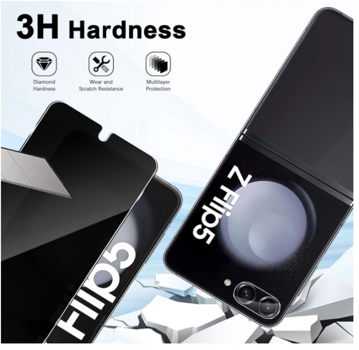 Folie protectie ecran de confidențialitate + folie camera Funrae pentru Samsung Galaxy Z Flip 5 5G [4]
