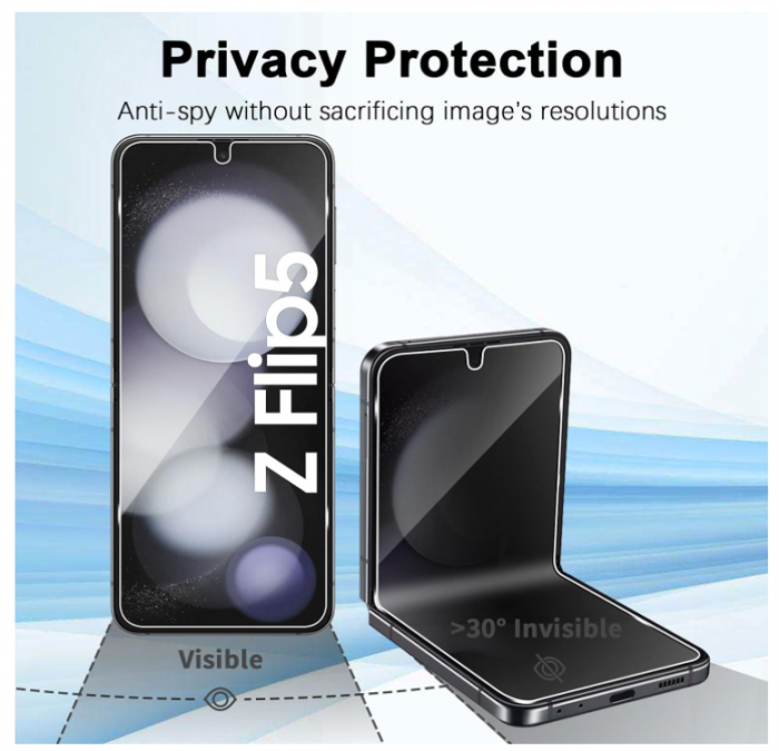 Folie protectie ecran de confidențialitate + folie camera Funrae pentru Samsung Galaxy Z Flip 5 5G [3]