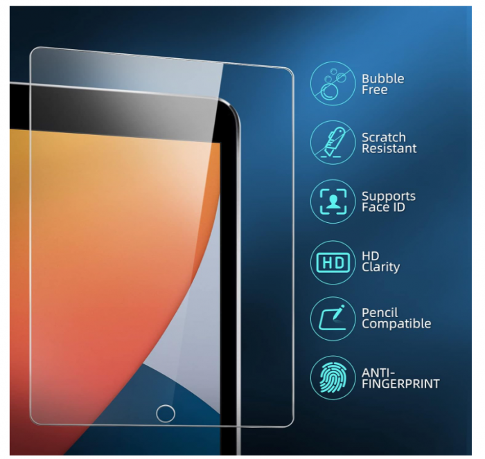 Folie protectie ecran din sticla securizata NEW'C pentru iPad 10,2 inchi model 2021/2020/2019, generația 9/8/7 [4]