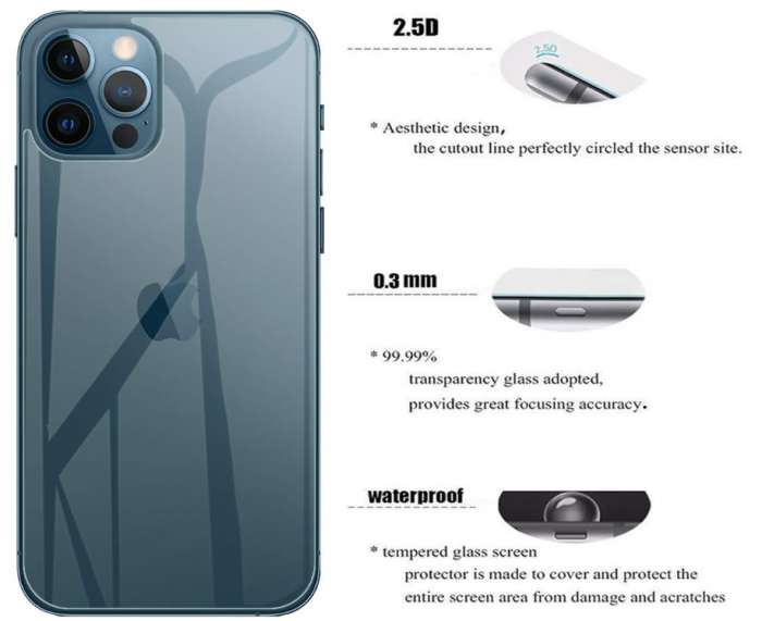 Set 2 Folie spate transparente de protectie QULLOO pentru iPhone 12 Pro Max 5G [5]