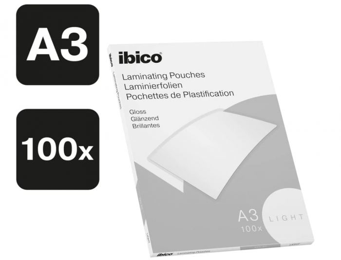 Folii de laminare Ibico Basics A3, pachet de 100, transparent, 627311 [2]
