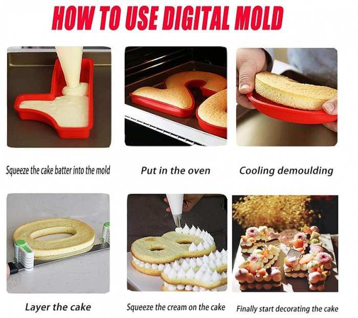 Forma din silicon cu numarul 1 pentru tort/prajituri, rosu [6]