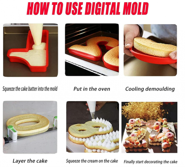 Forma din silicon cu numarul 5 pentru tort/prajituri, 25 cm, rosu [6]