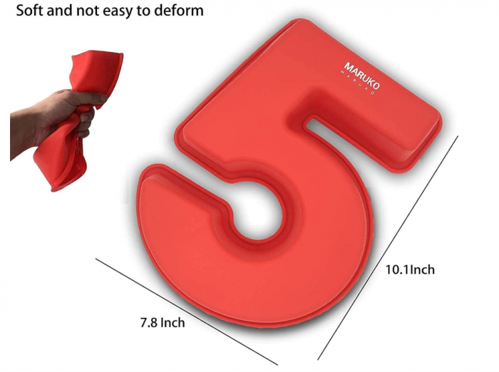 Forma din silicon cu numarul 5 pentru tort/prajituri, 25 cm, rosu [4]