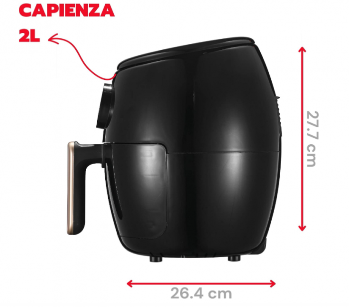 Friteuza cu aer cald Ardes, 2 L, cu afisaj digital si temporizator 60 de minute, temperatura maxima 200°C, negru [2]