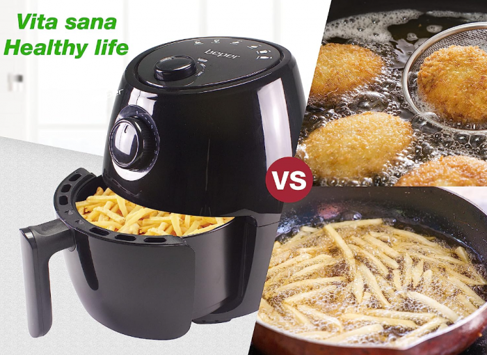 Friteuza cu aer cald BEPER P101FRI001, fara ulei, 2 litri, 1000 W, Negru [5]