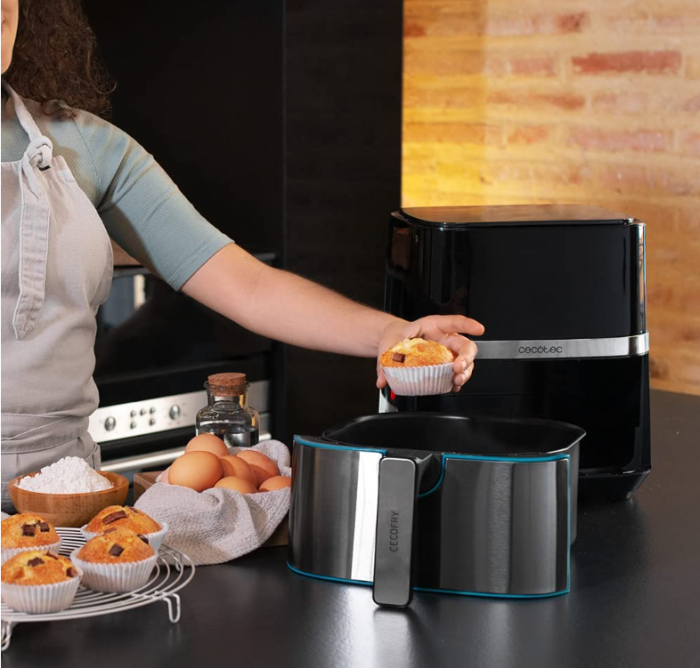 Friteuză cu aer cald Cecotec Cecofry Full InoxBlack 5500 Pro cu accesorii, digitală, 1700 W, oțel inoxidabil, fără ulei PerfectCook [6]