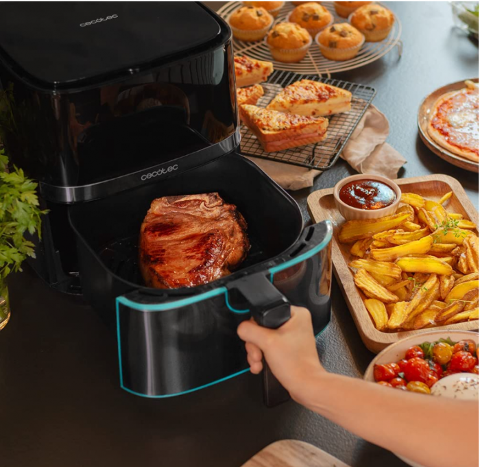 Friteuză cu aer cald Cecotec Cecofry Full InoxBlack 5500 Pro cu accesorii, digitală, 1700 W, oțel inoxidabil, fără ulei PerfectCook [7]