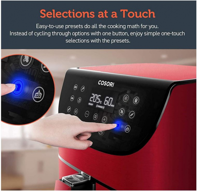Friteuza cu aer cald Cosori Air Fryer CP158, 5.5L, XXL, 1700W, rosu [12]