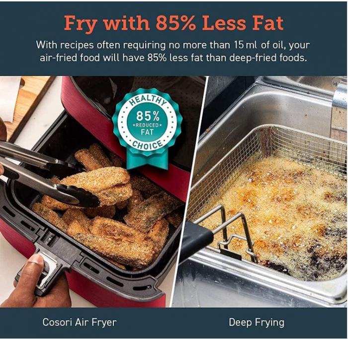 Friteuza cu aer cald Cosori Air Fryer CP158, 5.5L, XXL, 1700W, rosu [10]