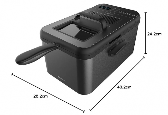 Friteuză cu ulei Cecotec Cleanfry Luxury 3000 Dark, 3.2 litri, 2400W, oțel inoxidabil, negru [10]