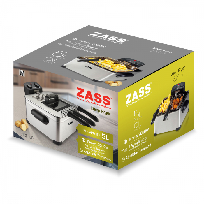 Friteuza cu ulei din inox cu 3 cosuri, 5 litri, Zass ZDF 07 [2]
