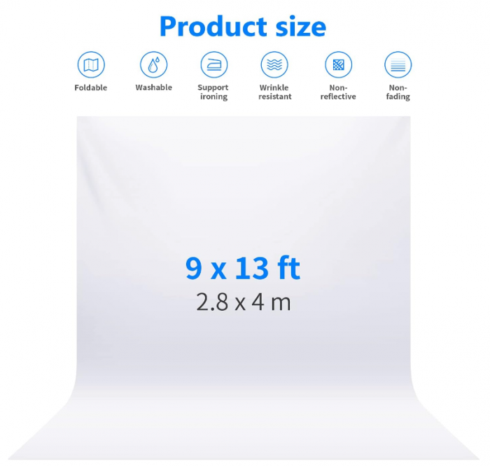 Fundal pentru fotografie de studio, Neewer, Poliester, 2.8x4 m, Alb [2]