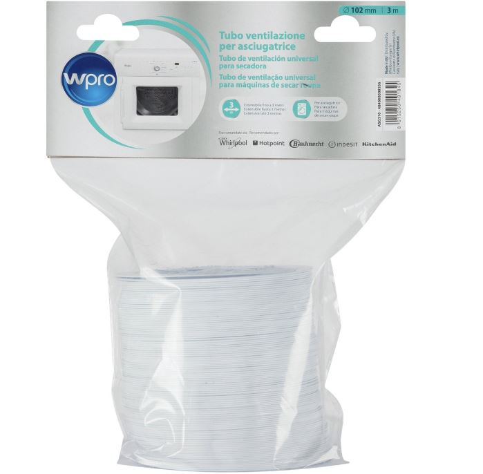 Tub evacuare aer pentru uscator de rufe, 100mm x 3m, WPRO 484000008556 [2]