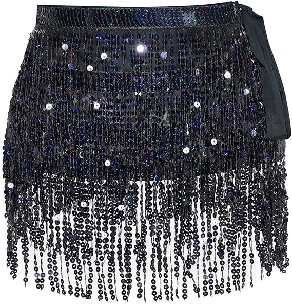 Fusta cu paiete pentru dansul din buric (belly dance), negru [1]