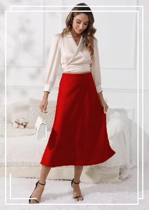 Fusta lunga maxi pentru femei Ciyubvh, rosu, M [2]