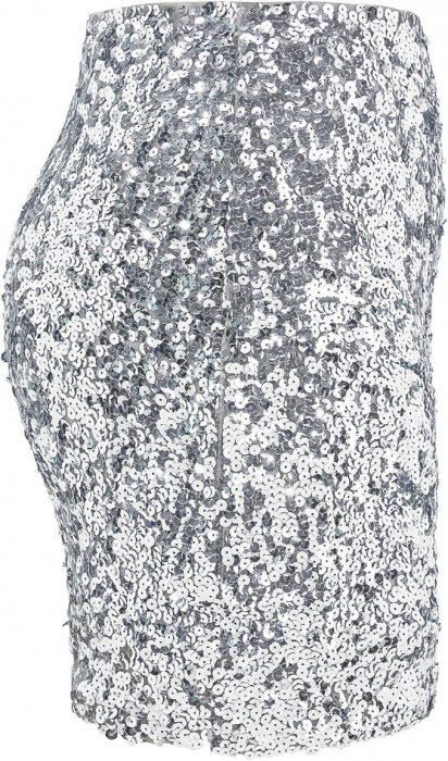 Fusta mini pentru femei Durio, cu paiete, argintiu, L [2]