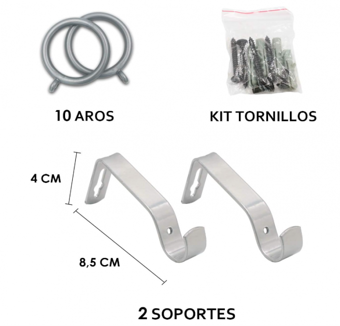 Galerie pentru draperie Mercury Textil, Gri, 70-120cm [5]