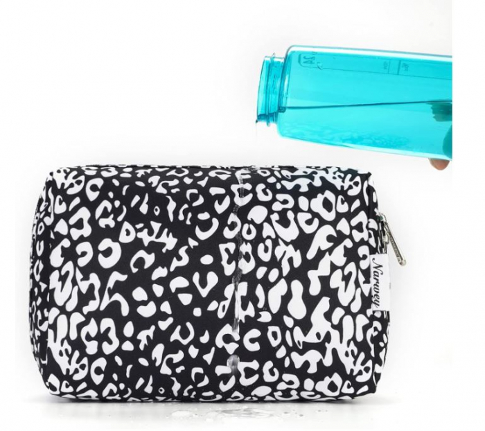 Geanta cosmetica Narwey, pentru femei, leopard negru/alb [4]