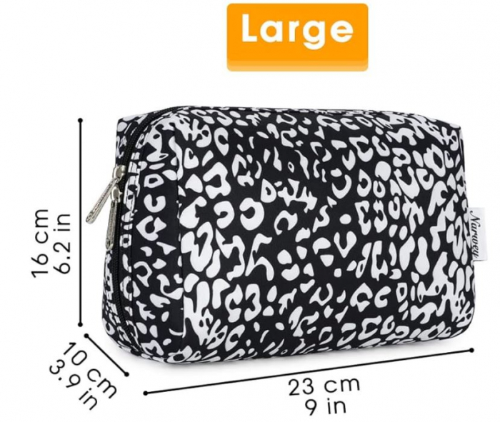 Geanta cosmetica Narwey, pentru femei, leopard negru/alb [5]
