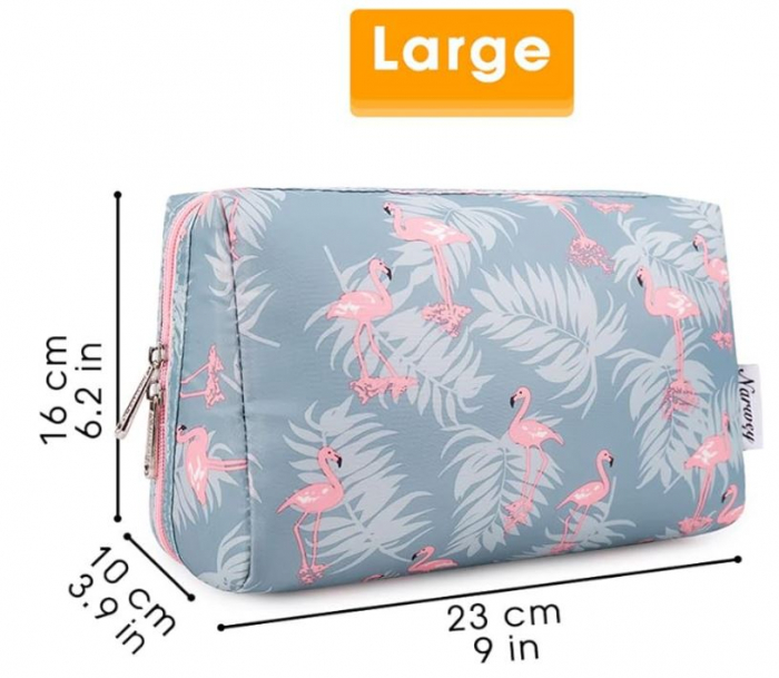Geanta cosmetica pentru femei Narwey, pentru machiaje, Flamingo [5]
