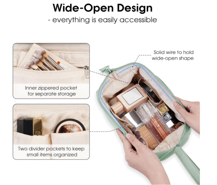 Geanta cosmetice, trusa de machiaj Narwey pentru femei, verde menta [3]