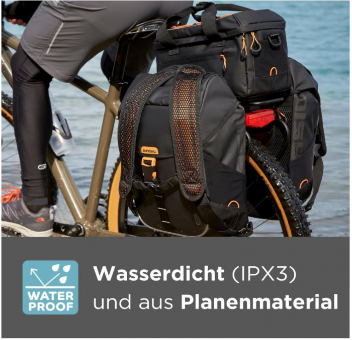 Geantă de bicicletă pentru portbagaj Basil Miles Tarpaulin XL Pro, 9-36L, negru/portocaliu [4]