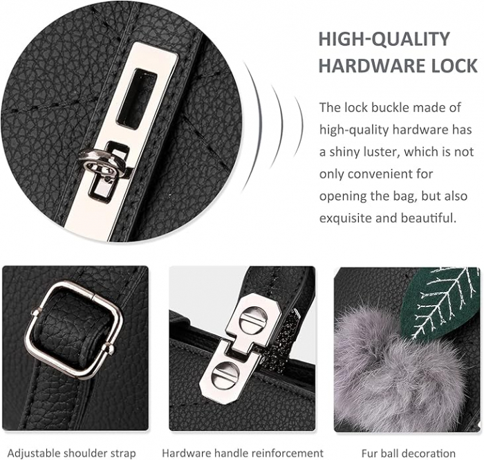 Geanta de dama NICOLE & DORIS, din piele PU, negru [9]