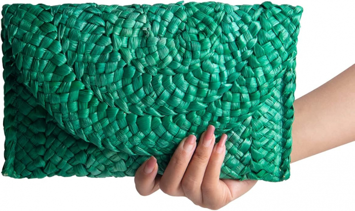 Geantă de mână din paie EVEOUT, pentru femei, verde [9]