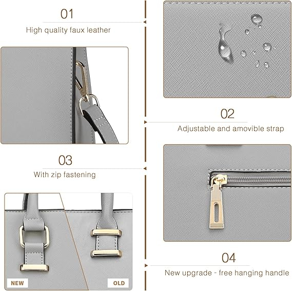 Geanta de mana pentru femei Miss Lulu L1509-1 GY, din piele PU, gri [2]