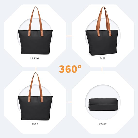 Geanta de mana pentru femei Miss Lulu Shopper, impermeabila, negru [6]