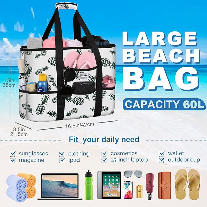 Geanta de plaja HOMESPON, impermeabila, model cu ananas [3]