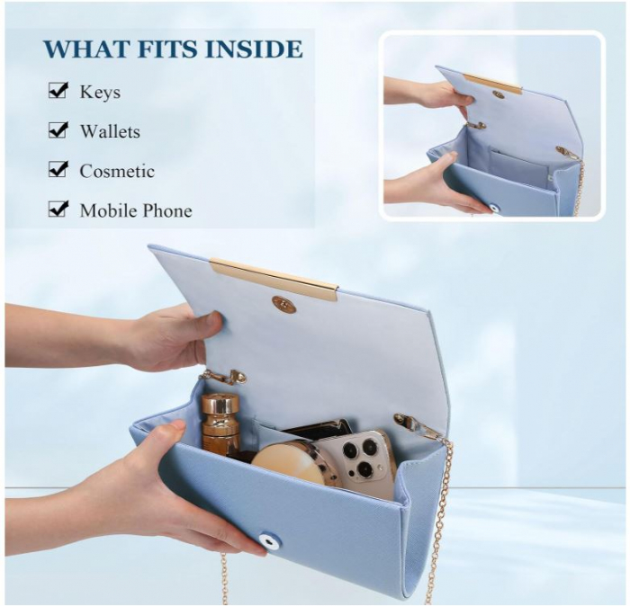 Geanta de seara BAICLES Poseta de dama din piele PU, eleganta, albastru [5]