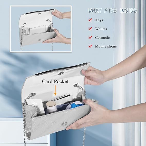 Geanta de seara pentru femei UBaymax, argintiu [3]